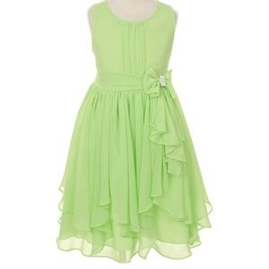 Chiffon Layers Sleeveless Flower Girl Dress Mint